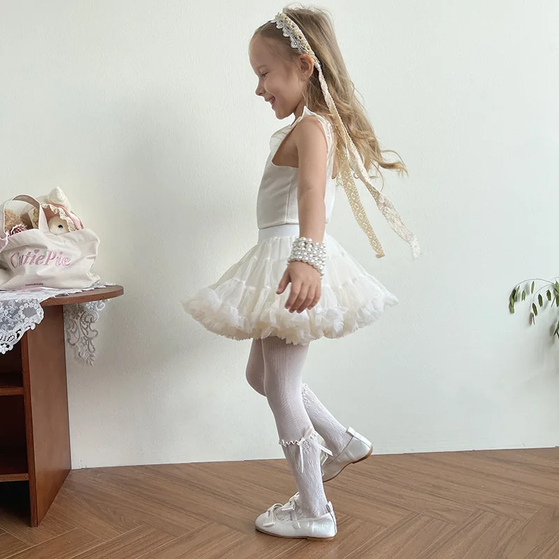 Medias de ballet con encaje y lazo para niñas, estilo princesa - imagen 5