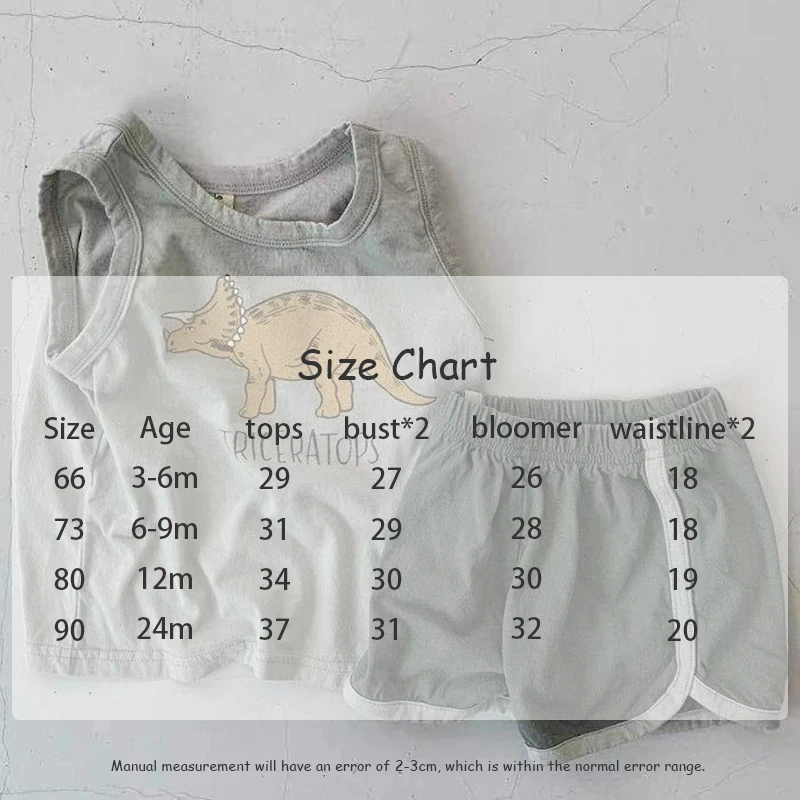 Conjunto bebé con chaleco y shorts dinosaurio