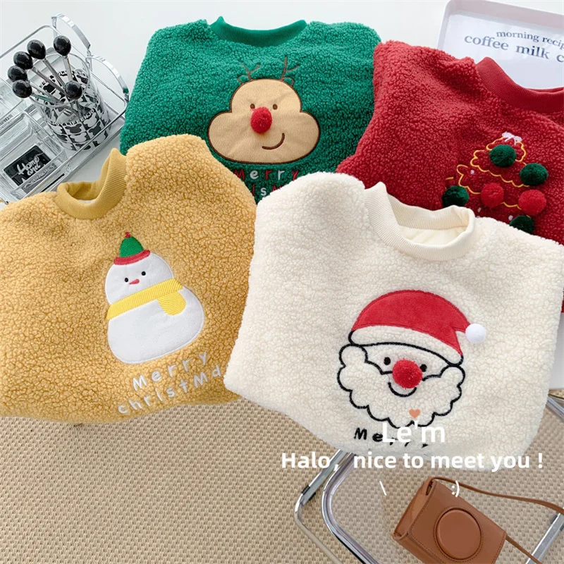 Sudadera gruesa acolchada de invierno para niños con diseño navideño - imagen 4
