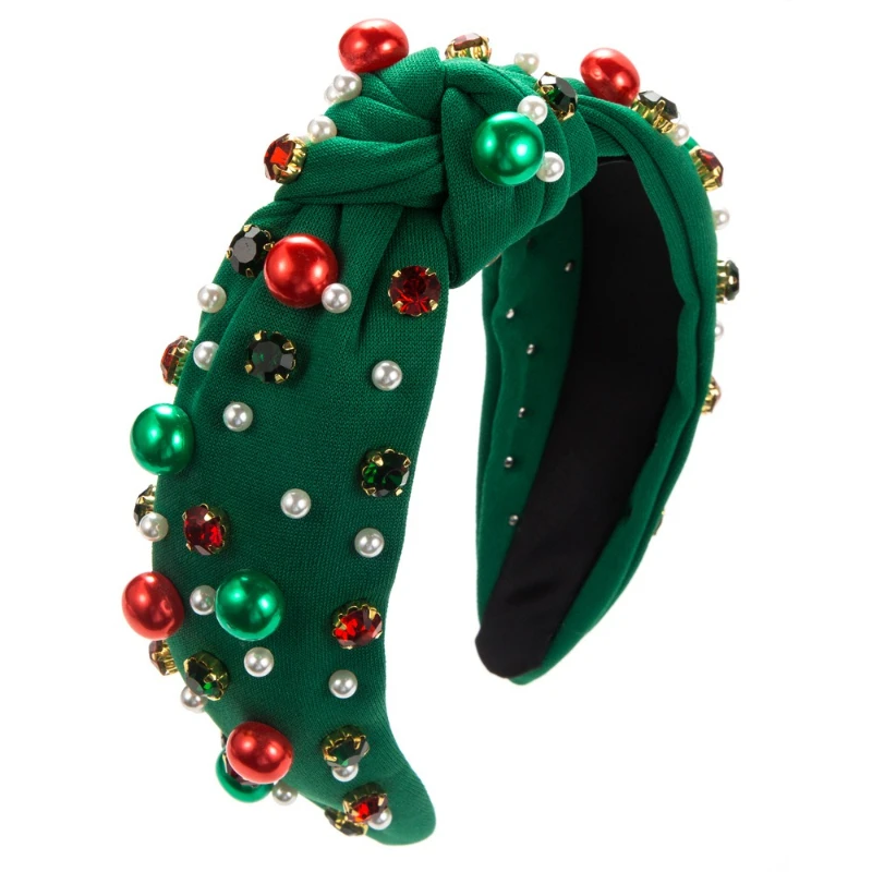 Diadema de perlas y diamantes imitation para niña – Estilo navideño minimalista