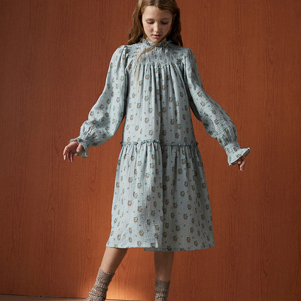 Nuevo TNS vestido niña con mangas burbuja y encaje floral de Navidad - imagen 2