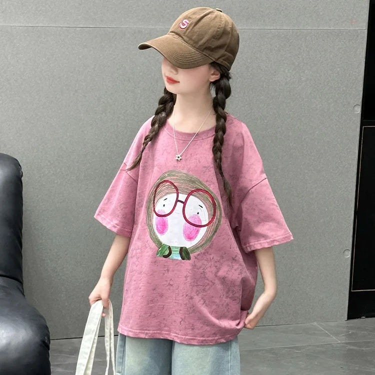 Camiseta de verano holgada para niña con estampado de dibujos - imagen 4