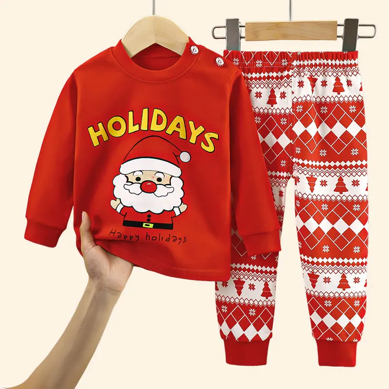 Conjunto navideño infantil de algodón: camiseta manga larga y pantalón - imagen 4