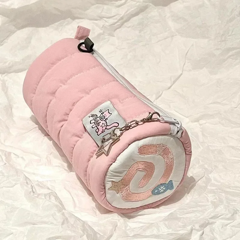 Estuche de lápices rosa portátil de gran capacidad, suave para clase - imagen 2