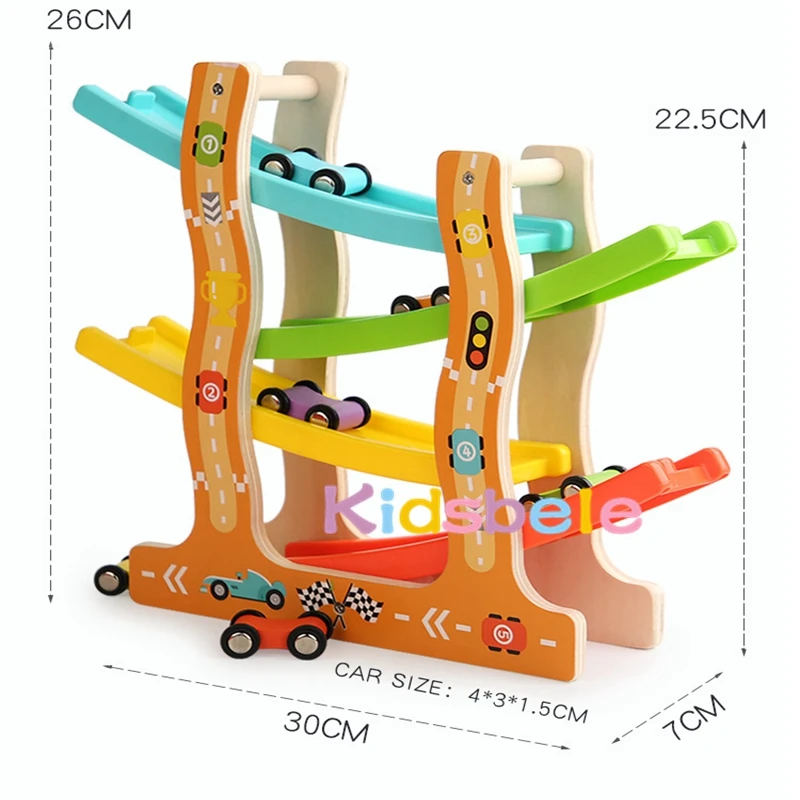 Pista de coches de madera con aparcamiento y tobogán de velocidad - imagen 3