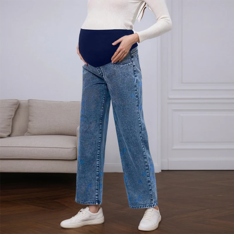 Pantalones premamá pierna recta vaqueros con sujeción del vientre - imagen 5
