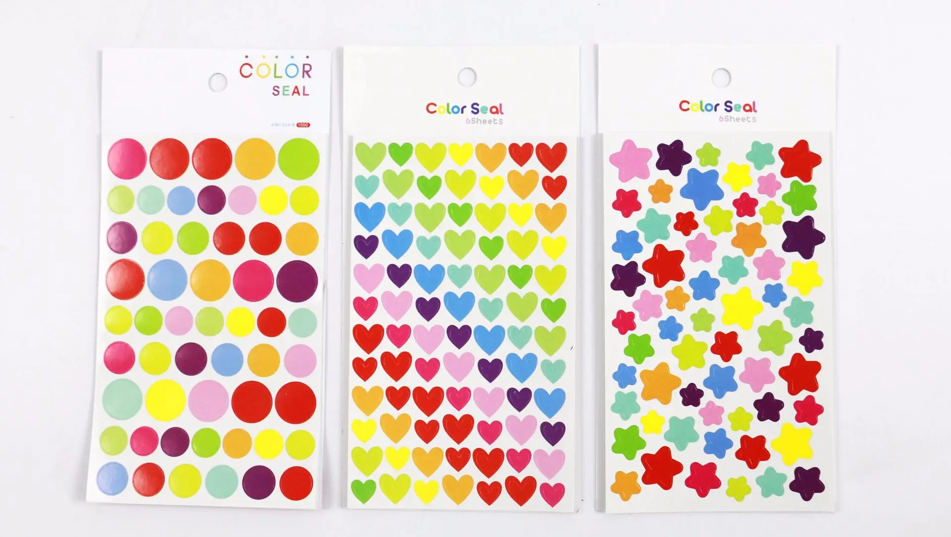 Set de 6 pegatinas kawaii de corazones y estrellas