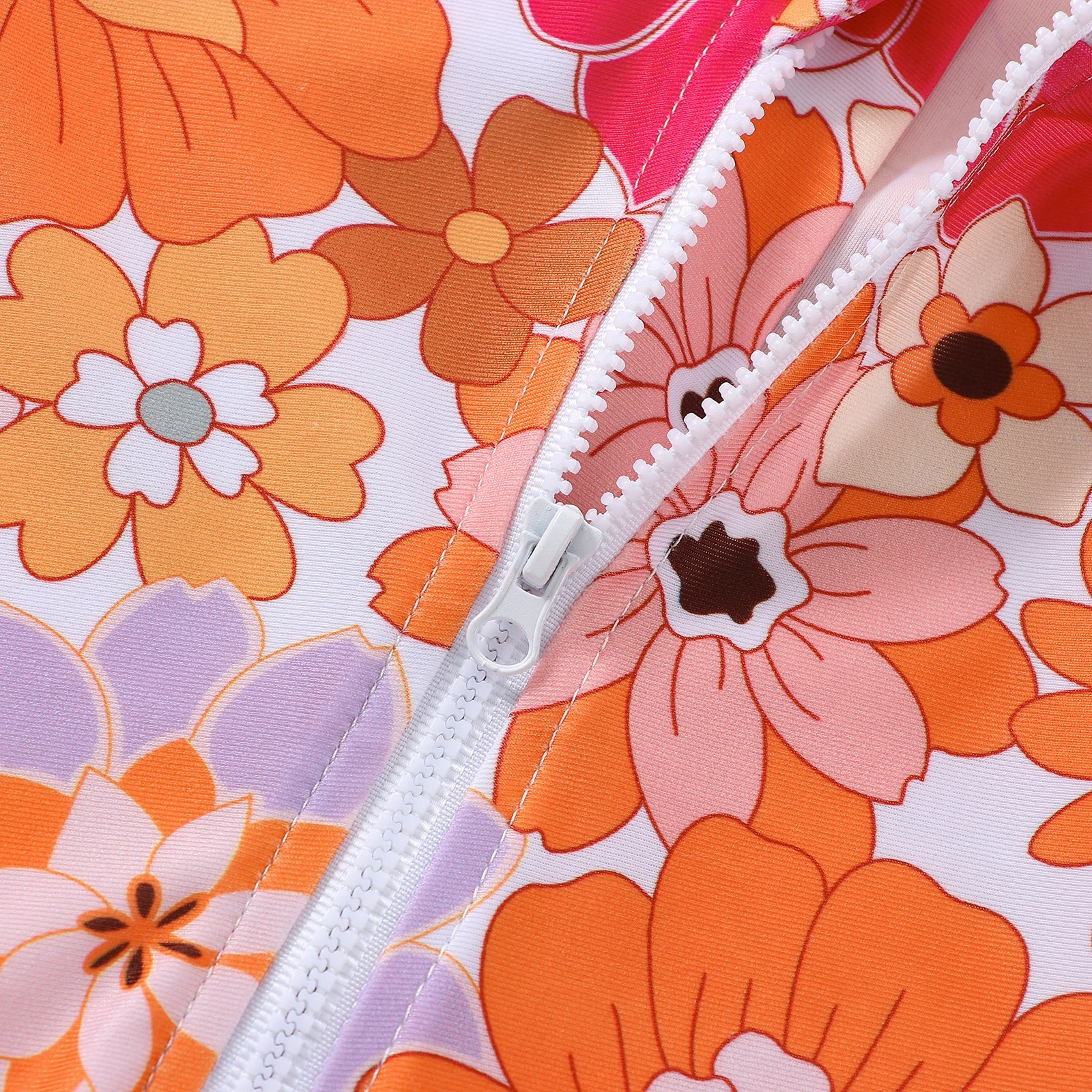 Traje de baño infantil con sombrero para niña – Estampado floral manga larga - imagen 3
