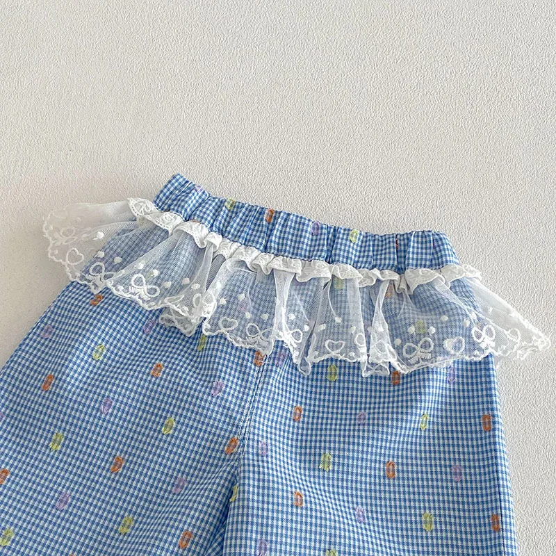 Pantalones anchos de verano a cuadros para niños con leopardo - imagen 2