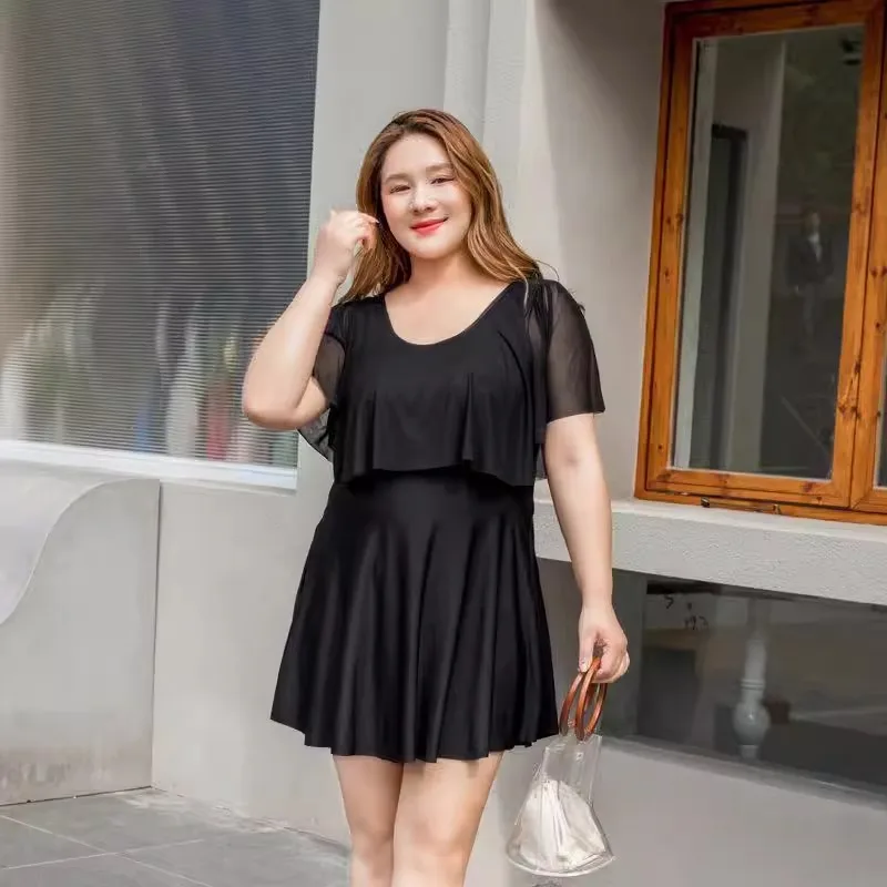 Bañador de maternidad con falda – Talla grande y control abdominal - imagen 3