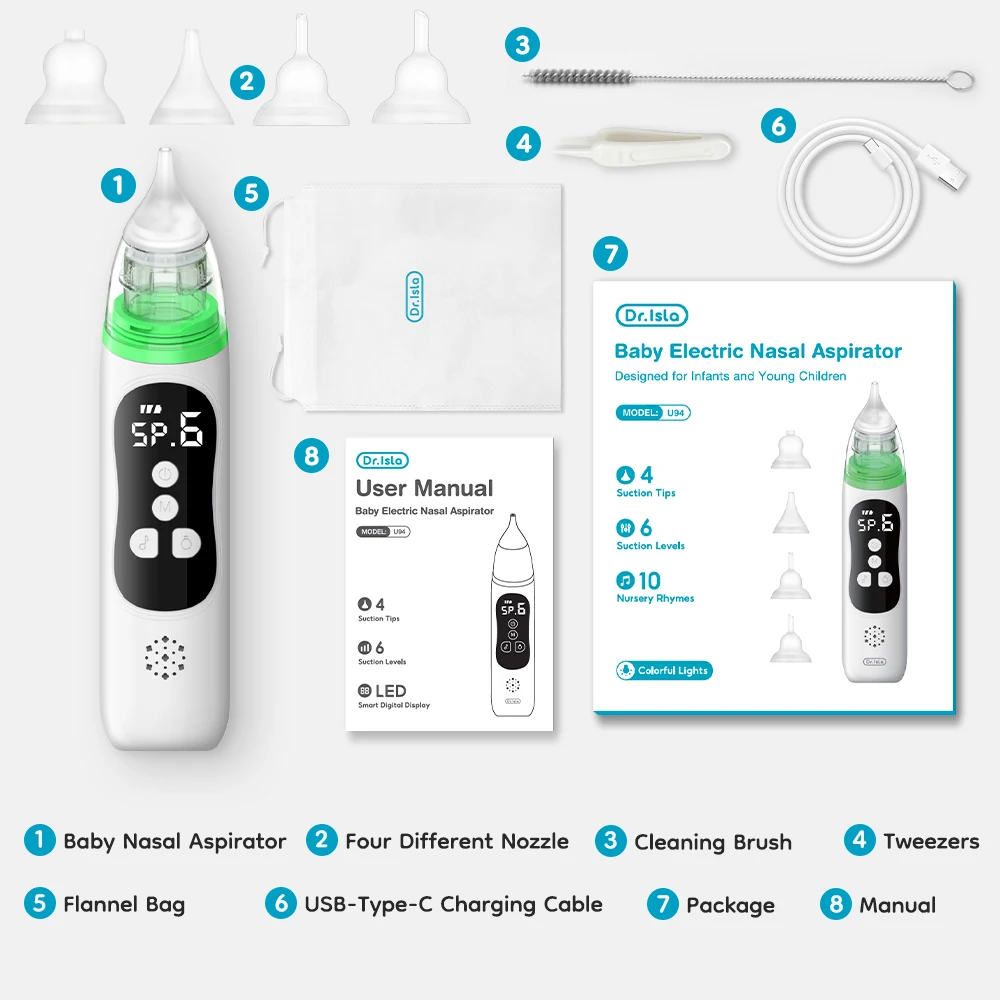 MAMIJOY Aspirador nasal eléctrico para bebé – 6 modos y música calmante - imagen 5