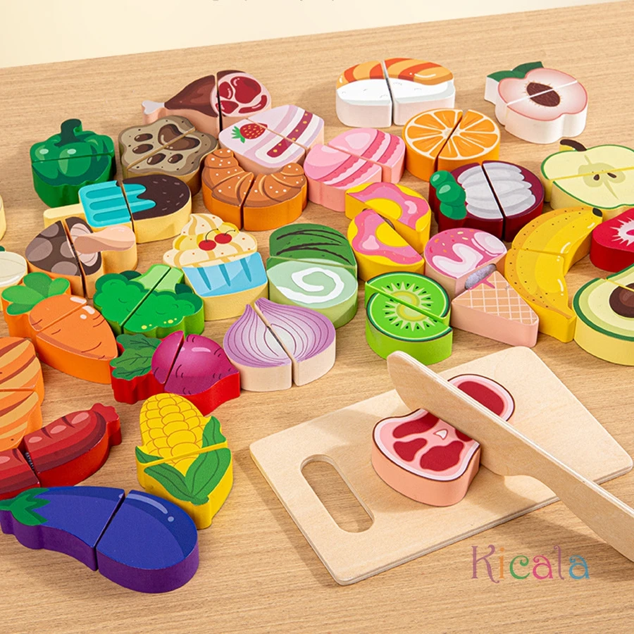 Piezas de fruta y comida para juego de imitación