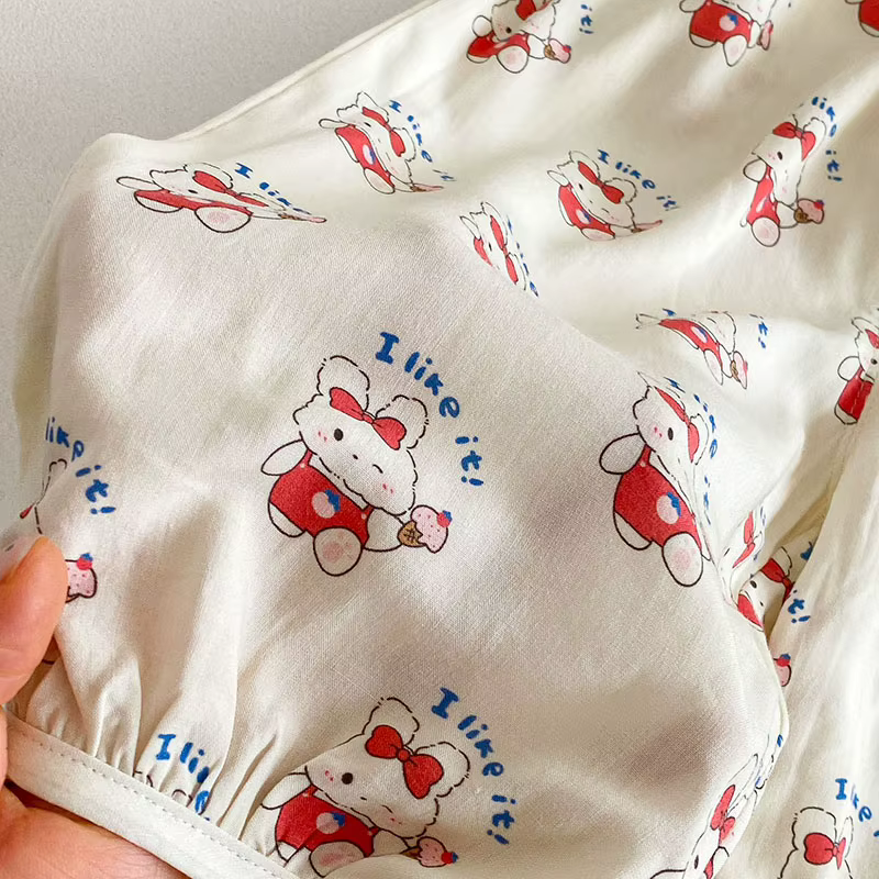 Pantalones infantiles ligeros de verano con osos y conejitos - imagen 4