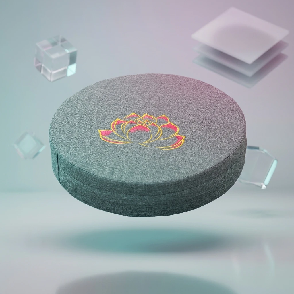 Cojín zafu redondo de meditación con bordado de loto - imagen 3