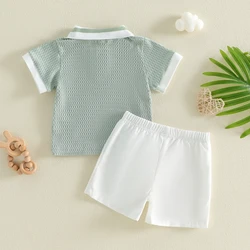 Conjunto de verano de 2 piezas para bebé niño – Pantalón corto y camisa de punto