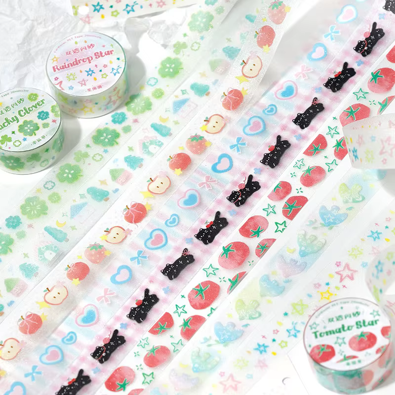 Cinta adhesiva decorativa PET hierba de la suerte para álbumes - imagen 2