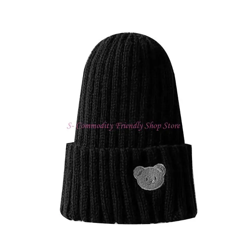 Gorro bebé bordado osito de dibujos animados suave y cálido unisex