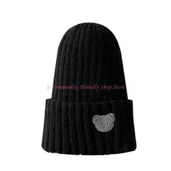 Gorro bebé bordado osito de dibujos animados suave y cálido unisex