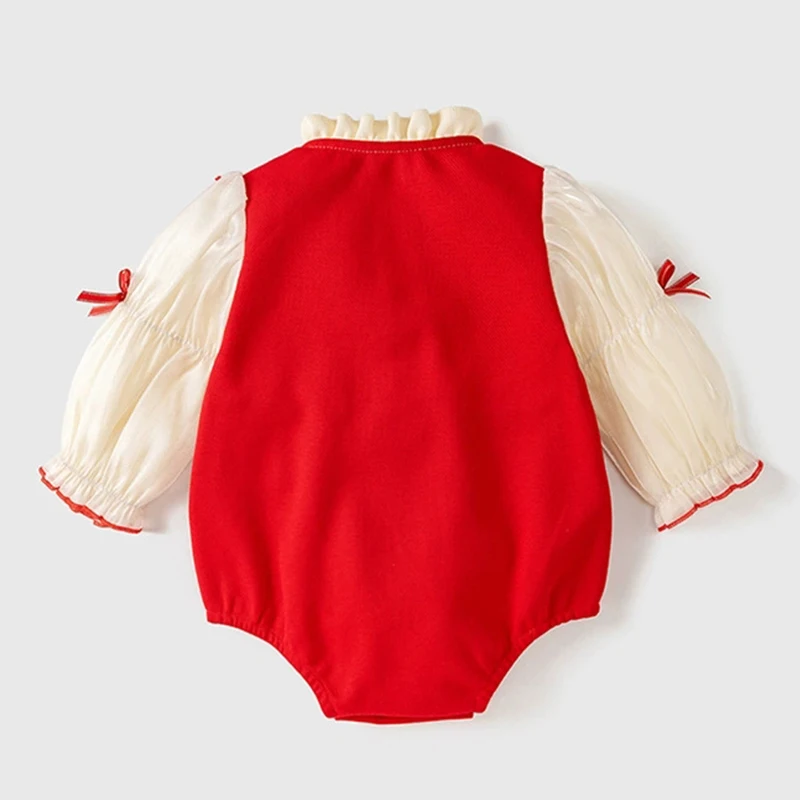 Monos de bebé con lazo: moda coreana para recién nacidas, primavera - imagen 2