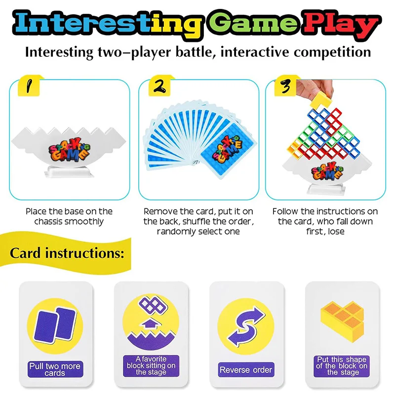 Juego de apilamiento equilibrio con bloques construcción para niños - imagen 3