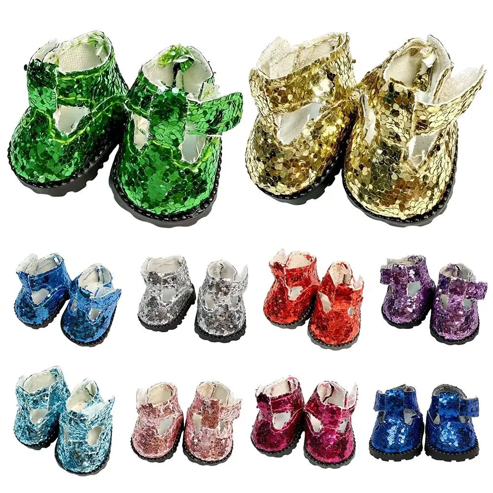 Zapatos de muñeca de cuero con lentejuelas, diseño en miniatura - imagen 4