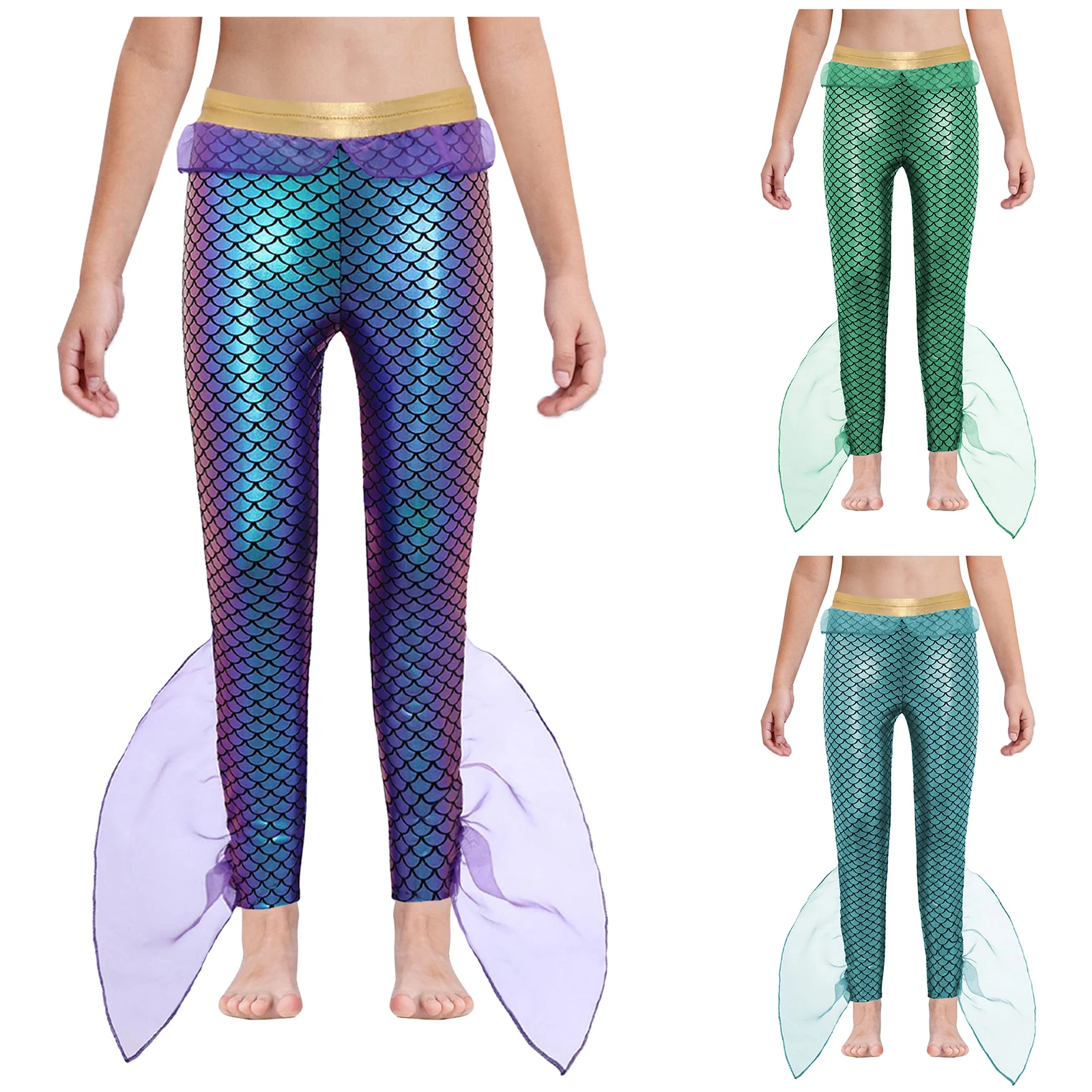 Disfraz de sirena rey de los mares para niños con escamas brillantes - imagen 2