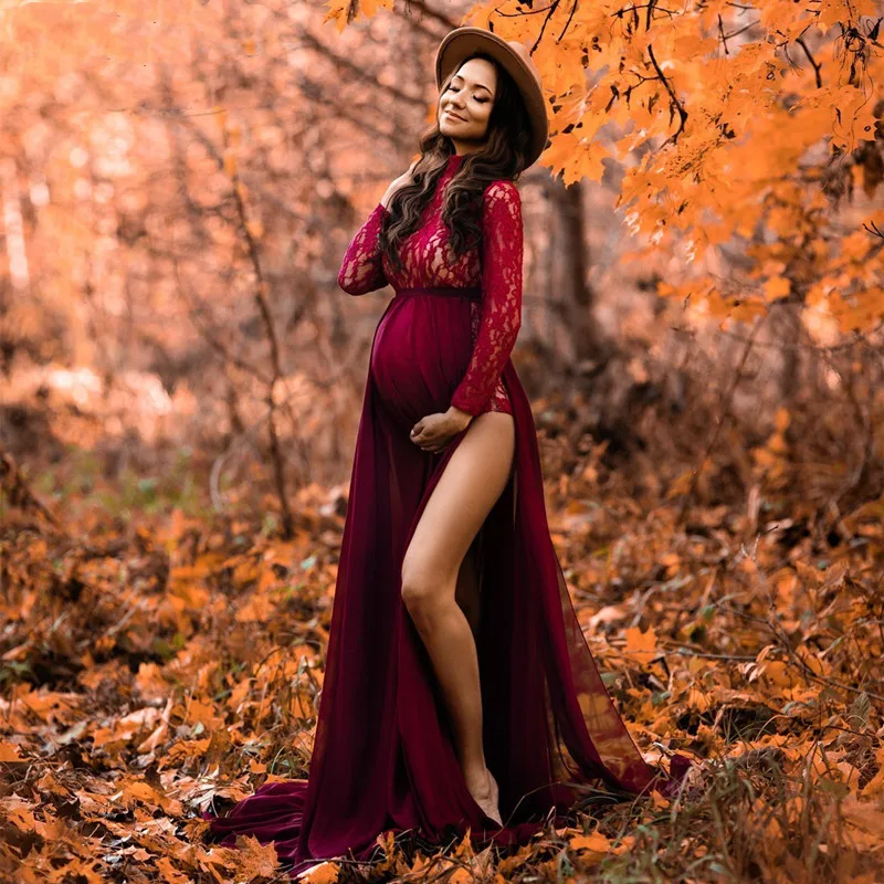 Body de encaje elástico para embarazadas – Vestido fotos premamá - imagen 2