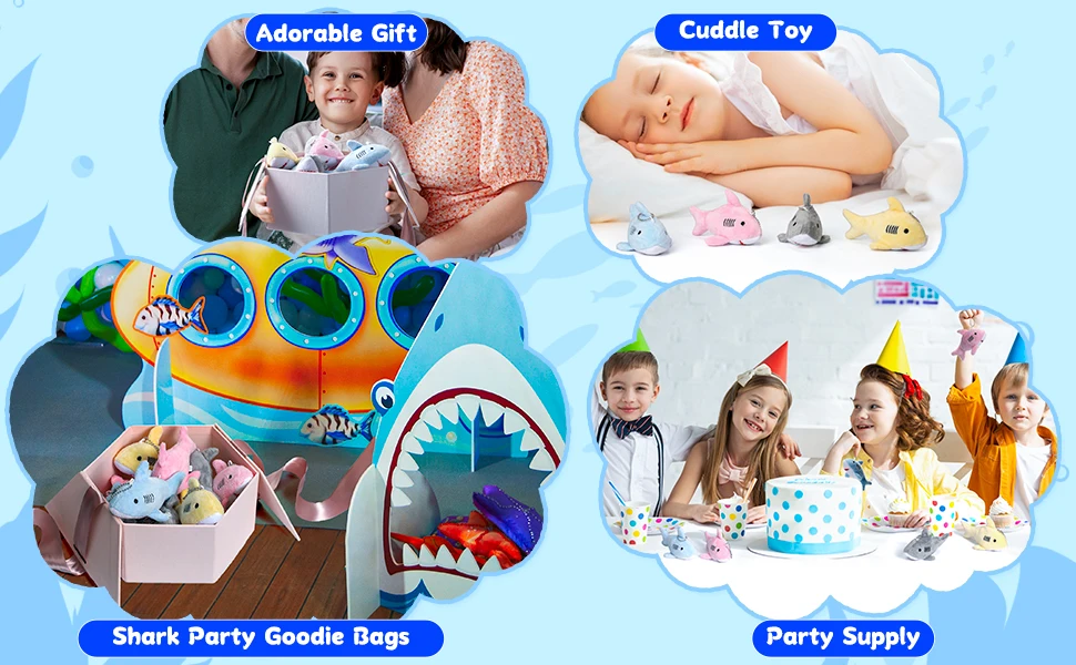 Pack de llaveros de tiburón de peluche