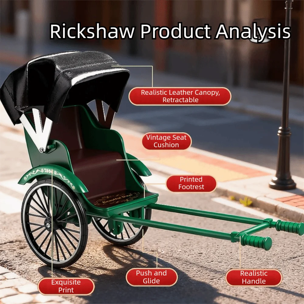 Modelo de rickshaw clásico vintage de propulsión humana - imagen 5