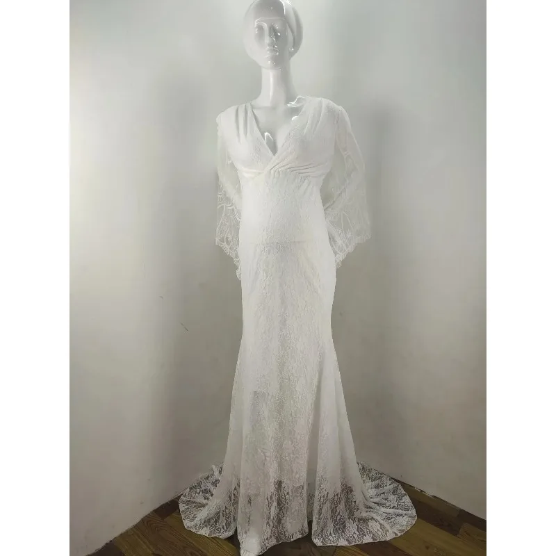 Vestido premamá blanco para sesiones fotográficas de embarazo - imagen 5