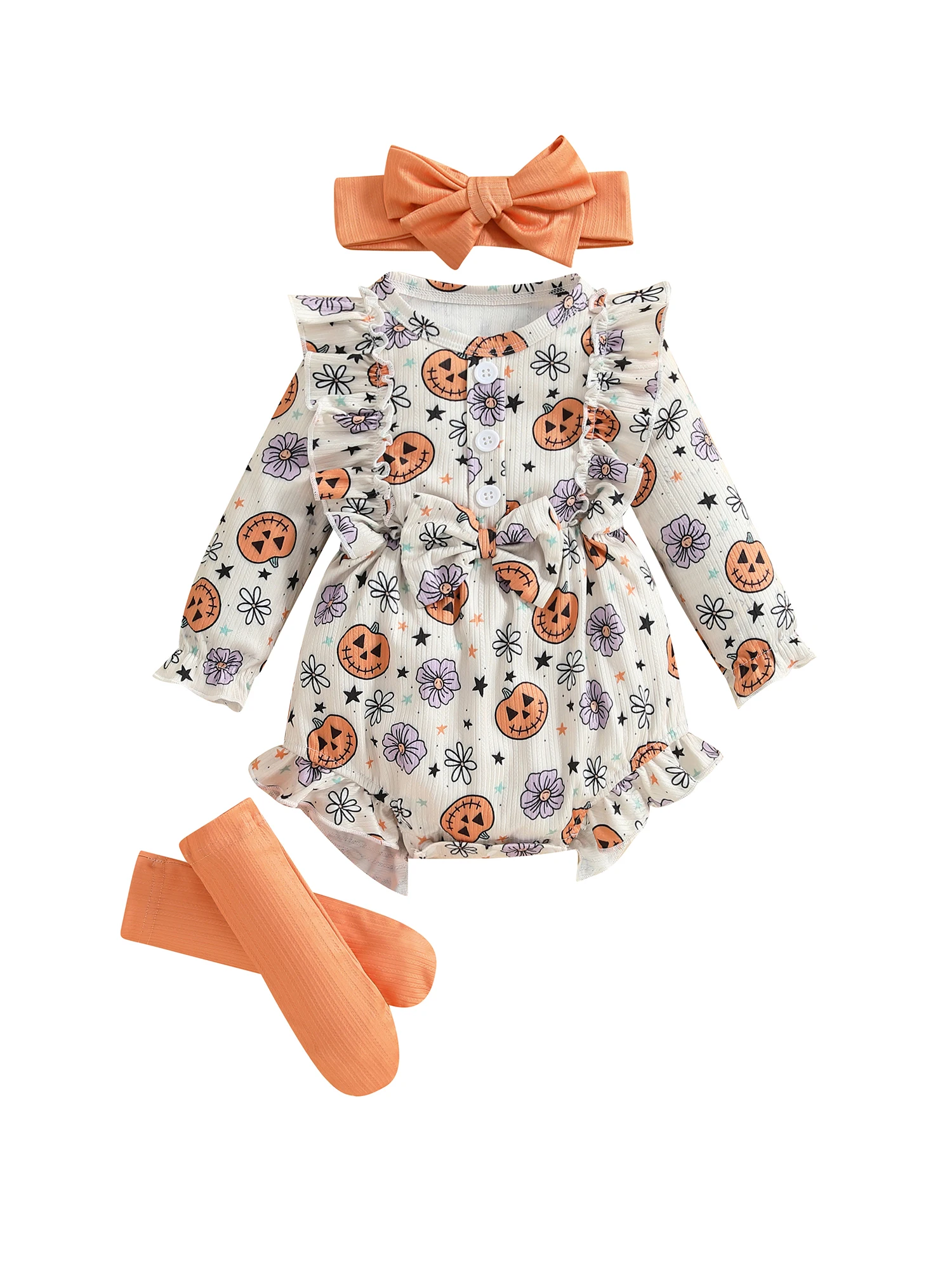 Mameluco con estampado floral de calabaza