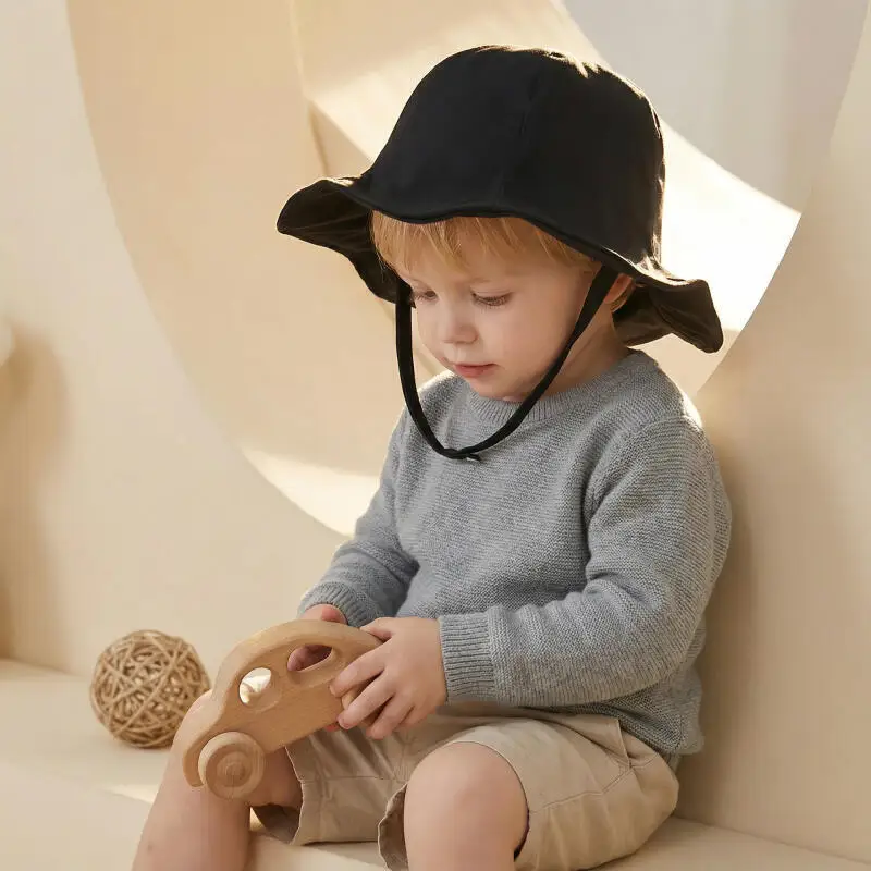 Gorro pescador de algodón transpirable con protección UV para bebés