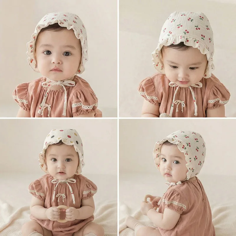 MILANCEL Gorro bebé floral para niña, estampado cerezas - imagen 5
