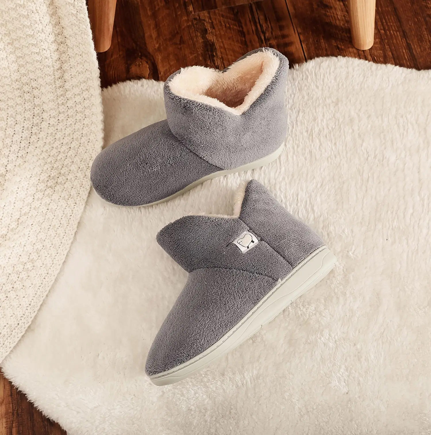 Zapatillas cálidas antideslizantes de casa mujer - imagen 5