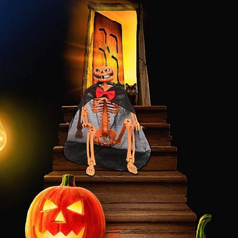 Decoración esqueleto de calabaza de Halloween con articulaciones posables - imagen 2