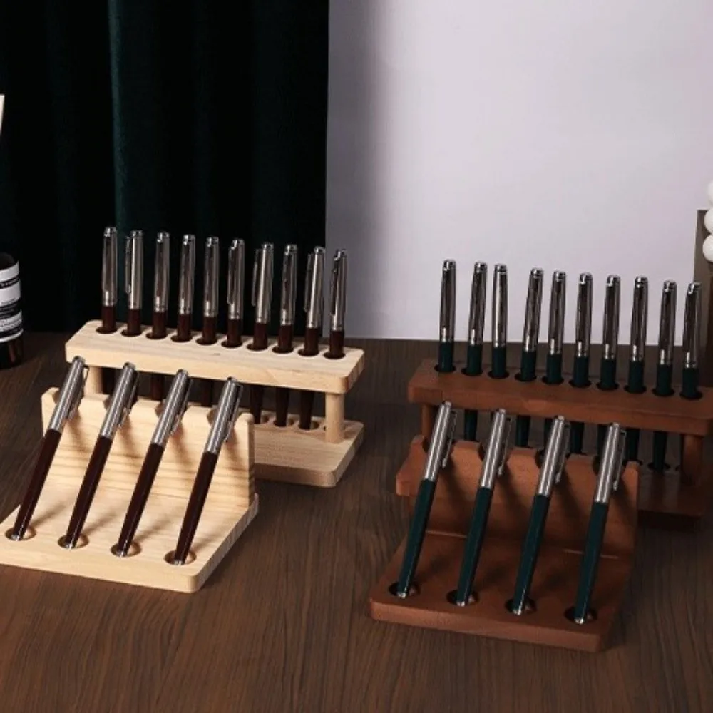 Soporte de escritorio en madera con organizador para bolígrafos - imagen 4