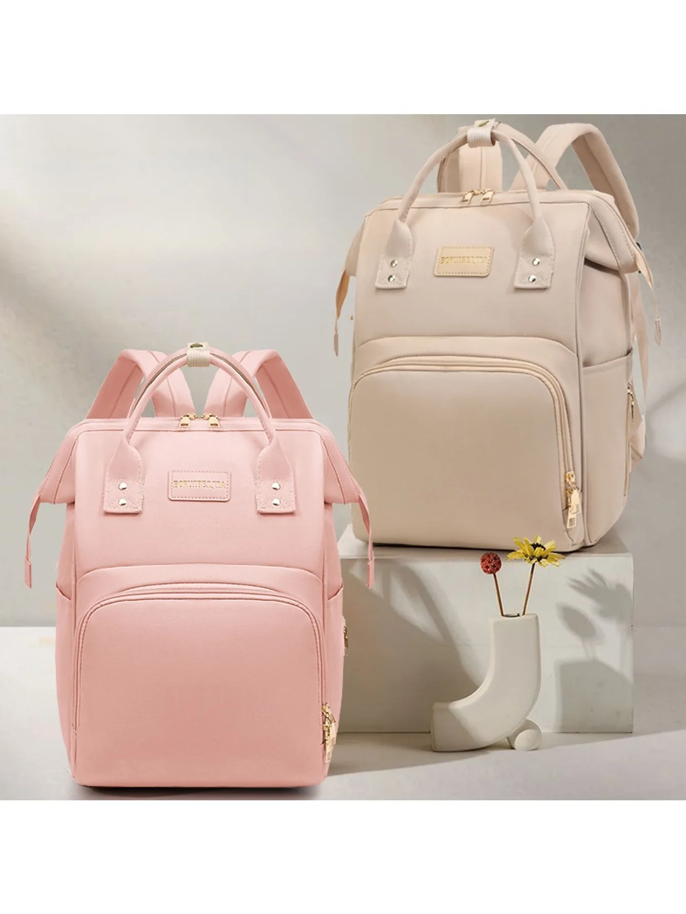 Mochila de viaje para bebé, bolsa pañales amplia
