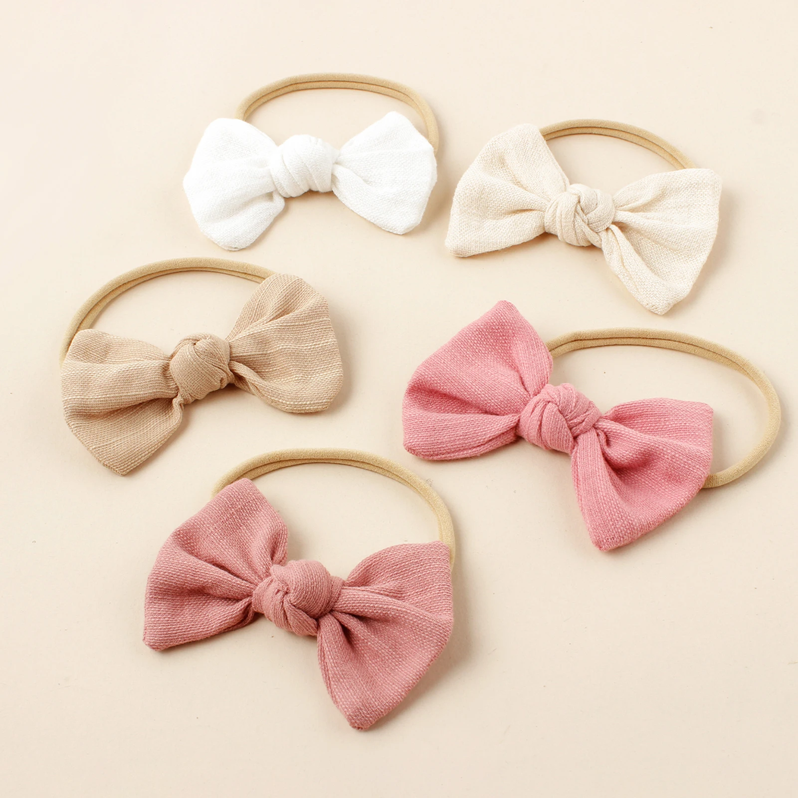 Diadema para bebé con lazo caramelo de nailon elástico suave - imagen 2