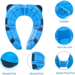Asiento de inodoro infantil plegable antideslizante con silicona