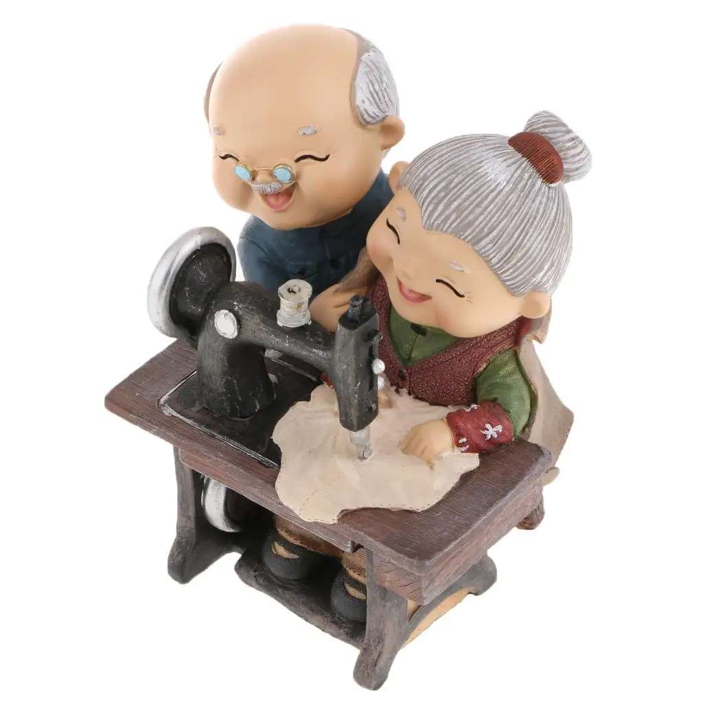 Figura decorativa de pareja de ancianos en resina para aniversario - imagen 5