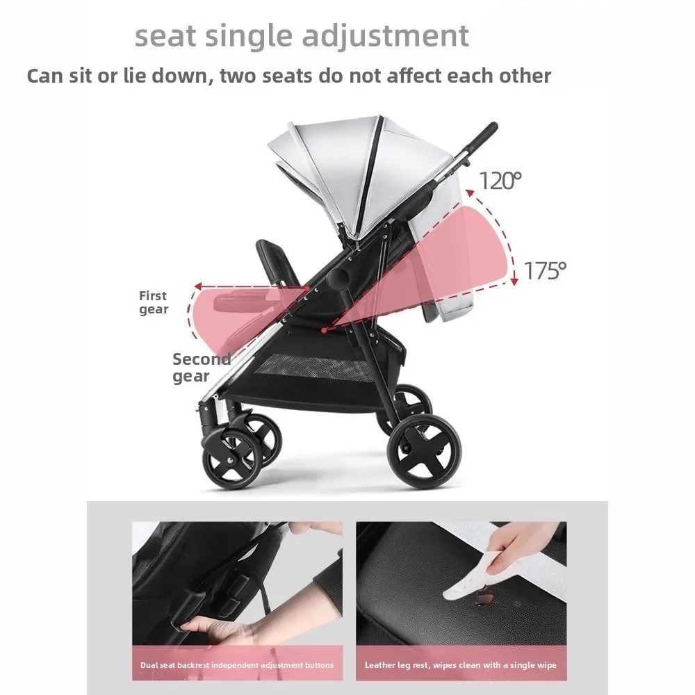 Cochecito de paseo ligero reclinable plegable – vista alta compacto - imagen 3