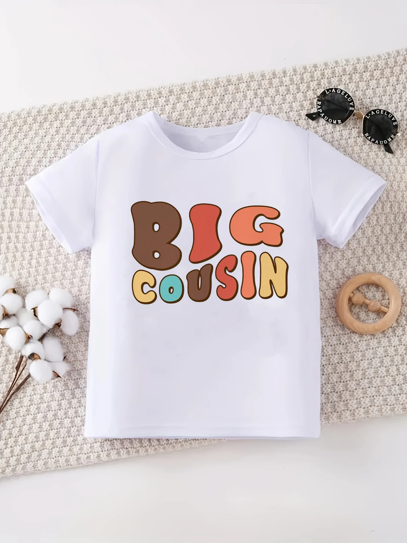 Camiseta de manga corta con estampado Big Cousin Little Cousin - imagen 3