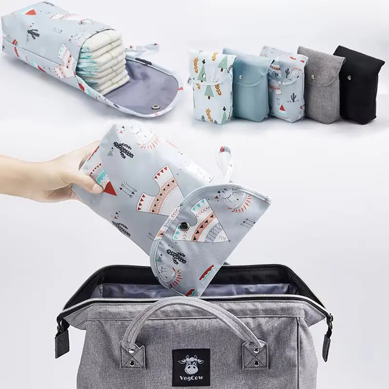 Bolsa de pañales impermeable portátil con bolsillo para cochecito - imagen 2