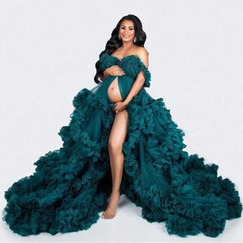 Vestido de maternidad fluido en sesión