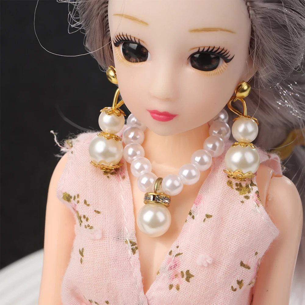 Collares de perlas para muñecas con pendientes y pulsera asortidos - imagen 4
