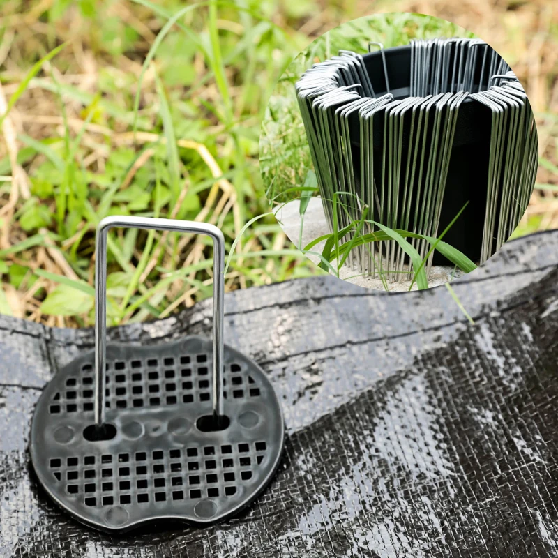 Estacas de jardín en U de metal resistentes con arandelas - imagen 4