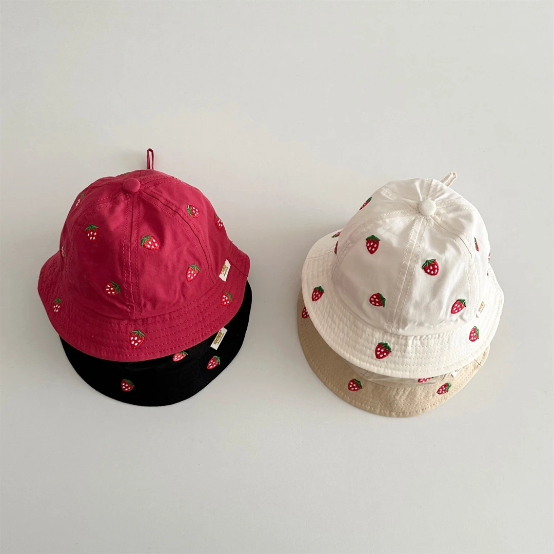Gorro de pescador bordado con fresa para bebé, protección solar - imagen 2