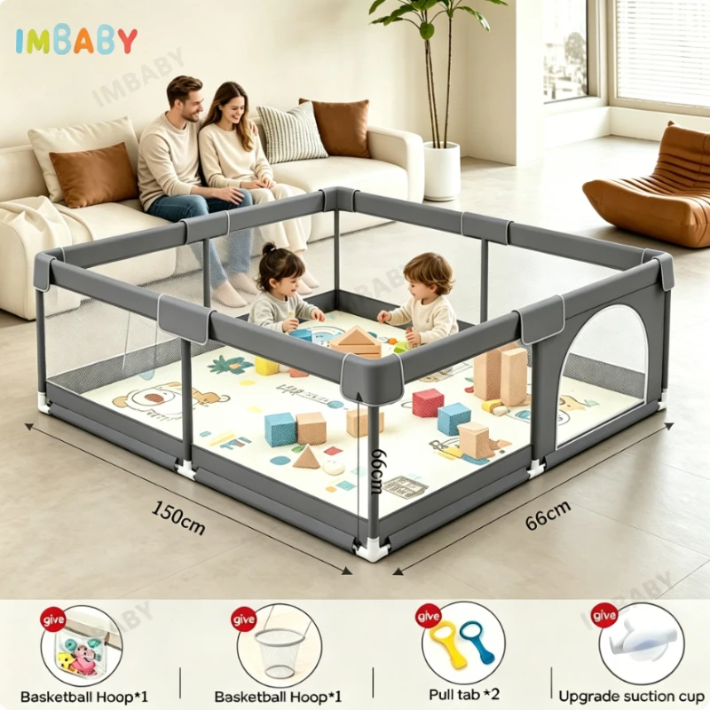 Corralito para bebés transpirable con puerta y base antideslizante - imagen 4