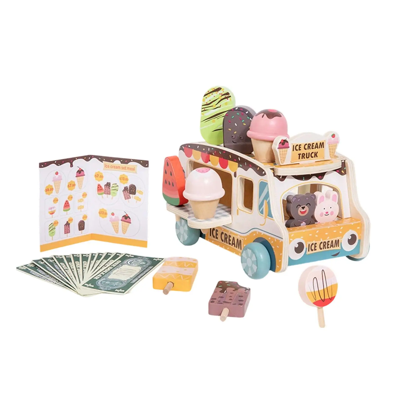 Carrito de helados de madera para juego de imitación - imagen 2