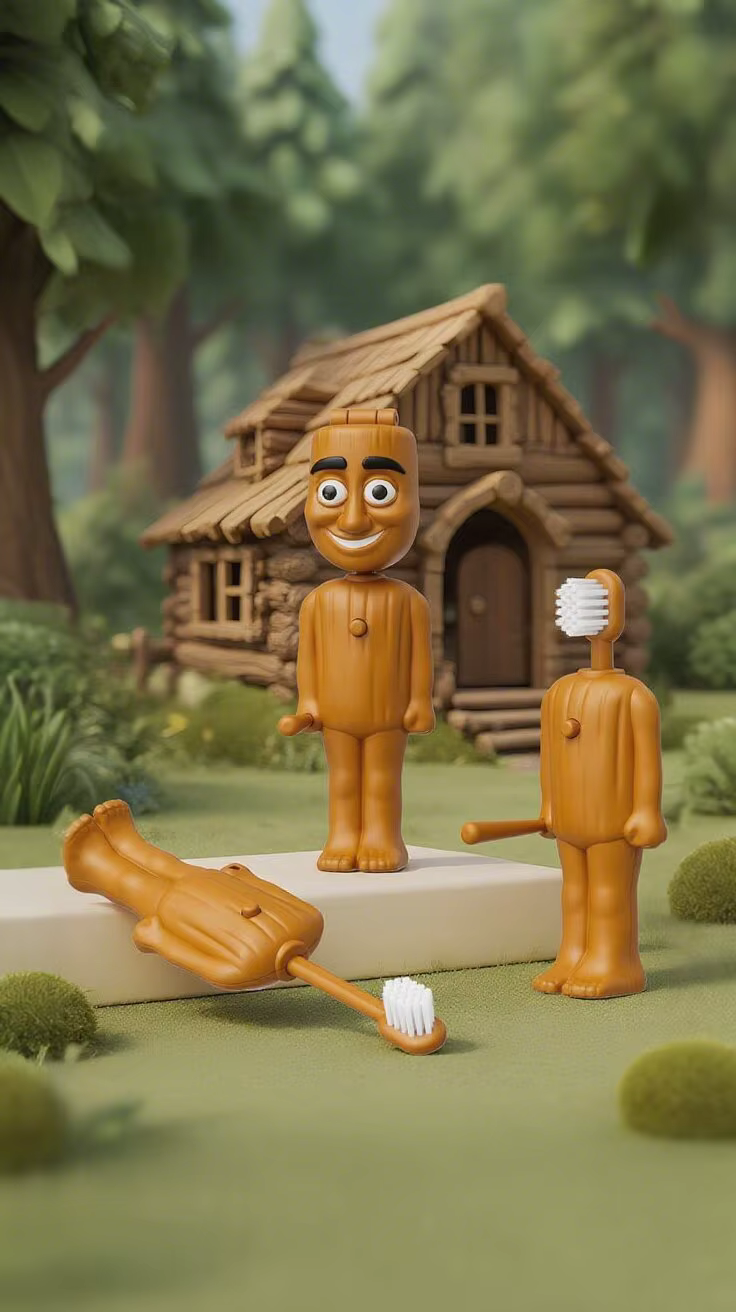 Cepillo de dientes divertido con diseño animado
